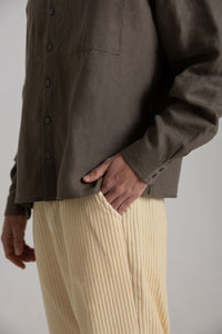 Khaki Linen Shirt - Long Sleeve