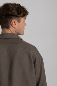 Khaki Linen Shirt - Long Sleeve