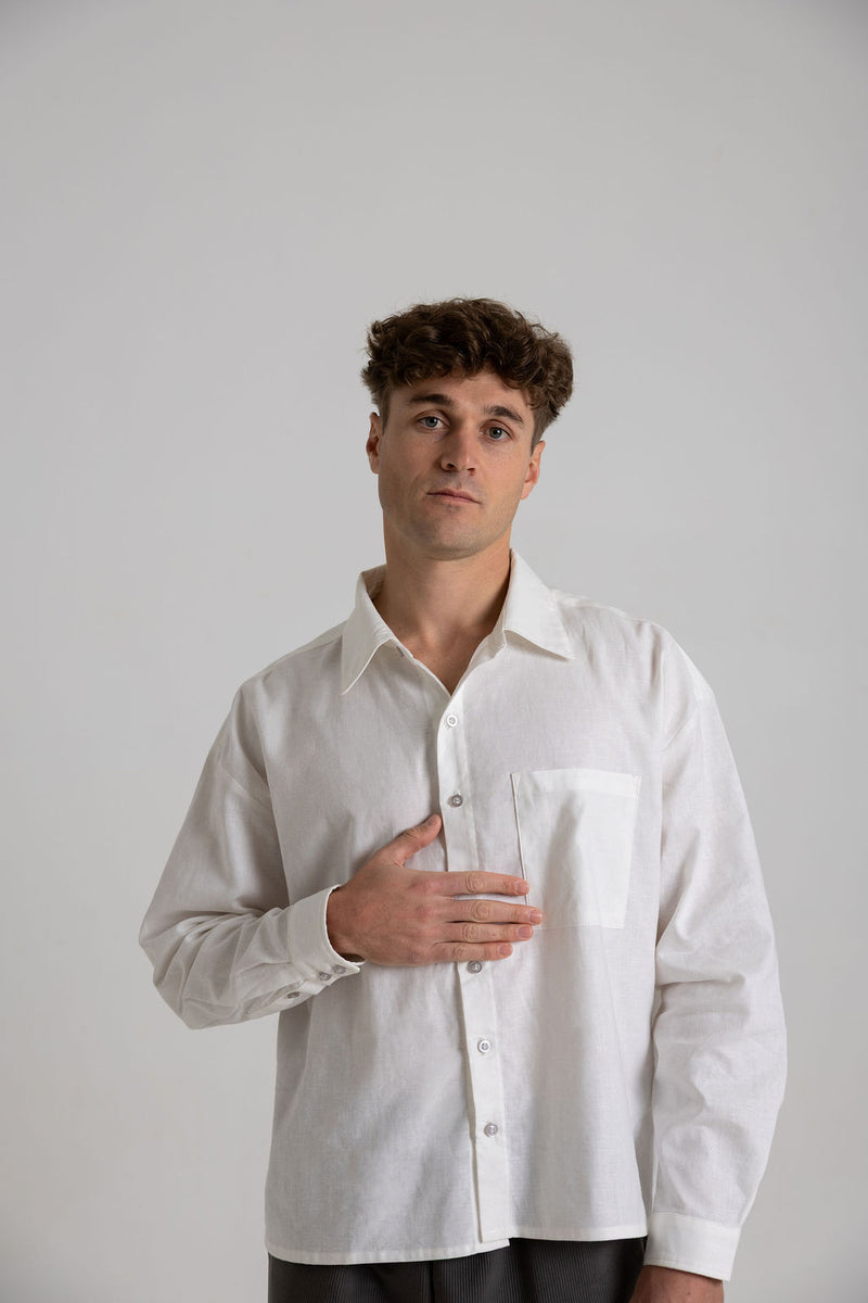 White Linen Shirt - Long Sleeve
