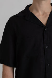 Black Linen Shirt - Short Sleeve