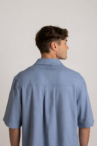 Blue Linen Shirt - Short Sleeve