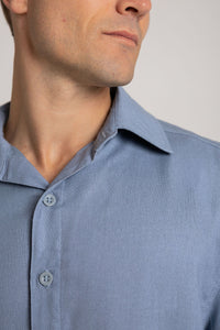 Blue Linen Shirt - Short Sleeve