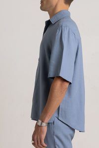 Blue Linen Shirt - Short Sleeve